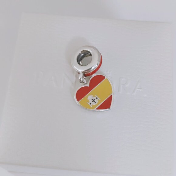 Pandora Spain Flag Dangle Charm Bracelet Pendant S925 Silver with box - Picture 4 of 6